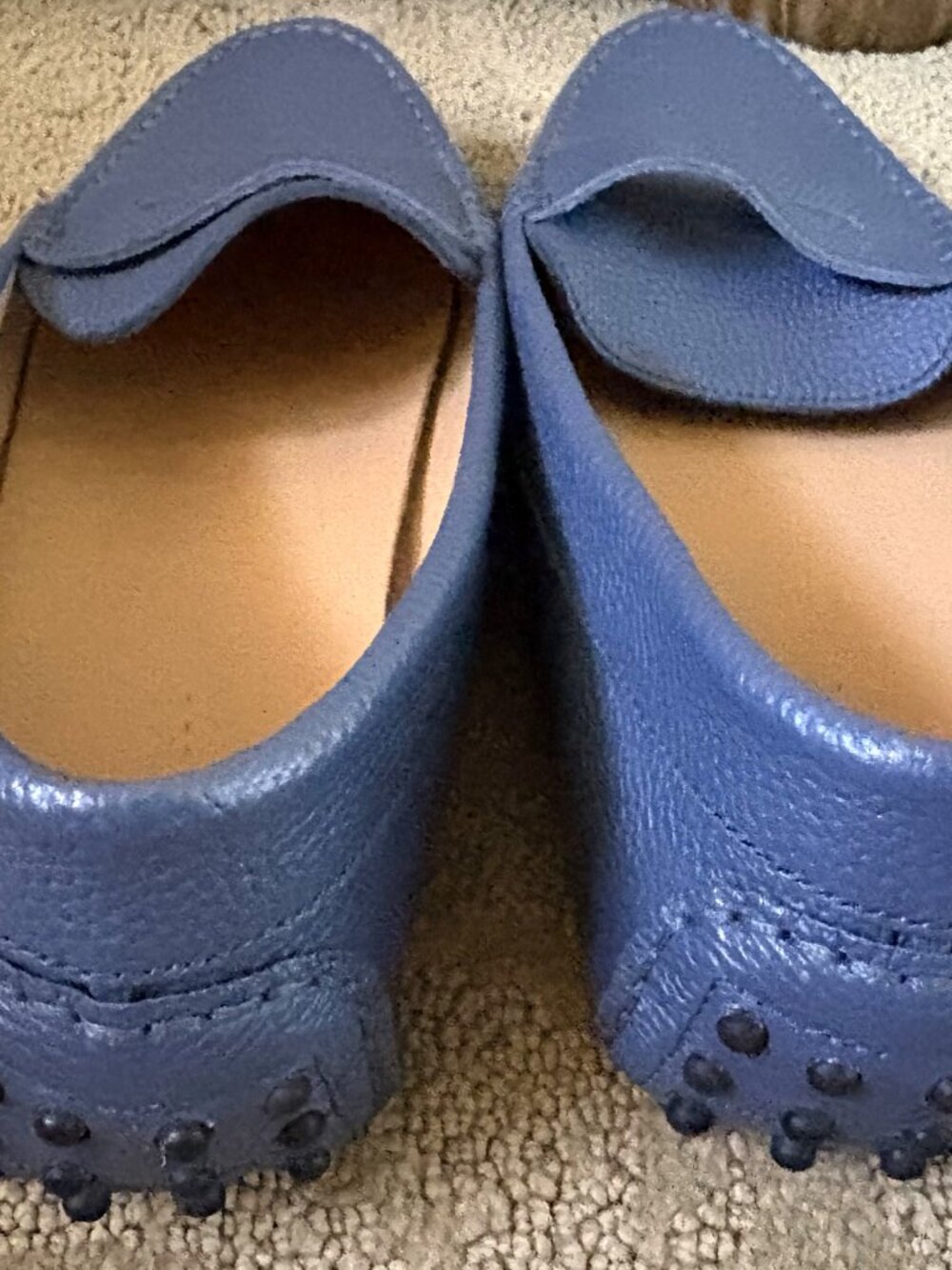 NWOT M. GEMI DENIM BLUE PEBBLE LEATHER MOCCASIN SHOES SIZE: 9 - Picture 4 of 6